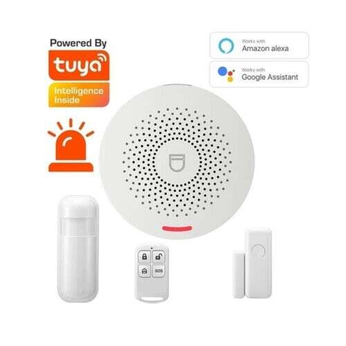 Sistem de alarmă de securitate pentru casă inteligentă Tuya cu telecomandă, senzor de ușă și senzor PIR