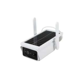Wireless solar powered IP camera with 2MP resolution, white, front view - Security Camera