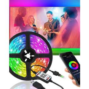 Bandă LED RGB cu telecomandă, 2 metri, alimentată prin USB, pentru iluminarea de fundal a televizorului, iluminarea ambientală și decorarea casei - Benzi cu LED-uri