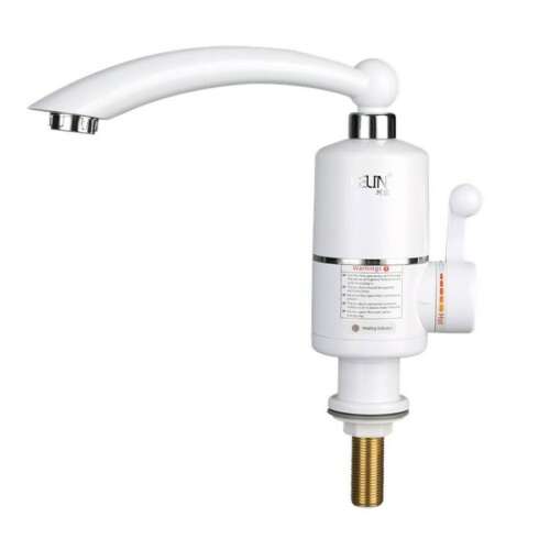 Instant electric water heater faucet, white, for kitchen or bathroom sink