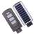 Solar powered street light with motion sensor and dusk to dawn function, 3 LED panels, gray color