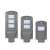 Solar powered street light with motion sensor and dusk to dawn function, 3 LED panels, gray color, different sizes