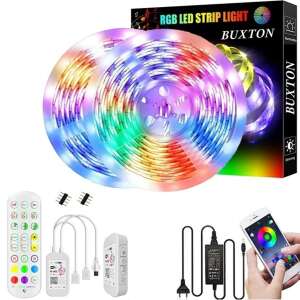 Bandă LED RGB Buxton cu telecomandă, adaptor de alimentare și control prin aplicație de smartphone - Benzi cu LED-uri