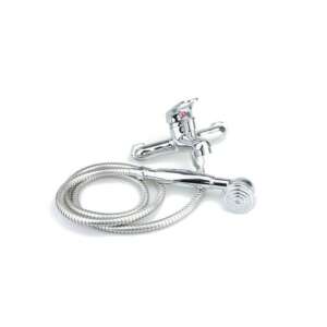 Q-8 Badewannenarmatur mit Handbrause, Chrom, Einhebel, Wandmontage
