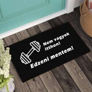 Funny doormat with a dumbbell and the text 'I'm not home! I went to workout!' - Funny Doormat