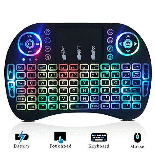 Wireless keyboard with touchpad and backlight for smart TV, PC, and Android devices