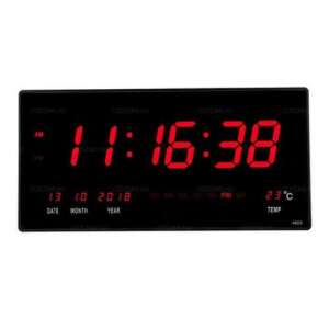 Large digital LED clock with red display showing time, date, temperature, and day of the week - Alarm Clock