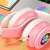 Pink Cat Ear Wireless Bluetooth Headphones with Microphone and LED Lights