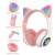 Pink Cat Ear Wireless Bluetooth Headphones with Microphone and LED Lights