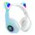 Blue Cat Ear Wireless Bluetooth Headphones with Microphone and LED Lights