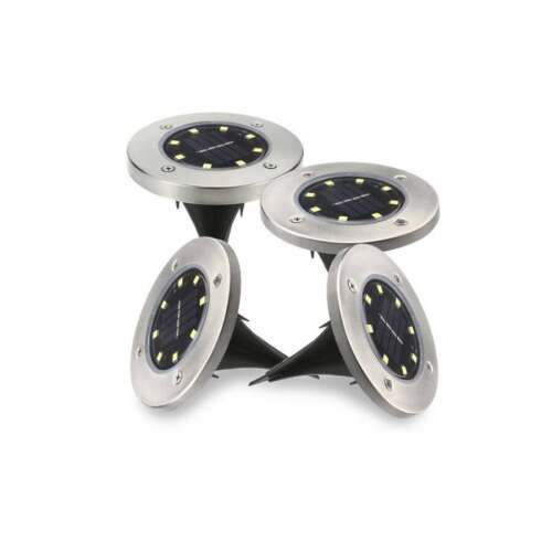 Set of 4 solar powered LED ground lights for outdoor use