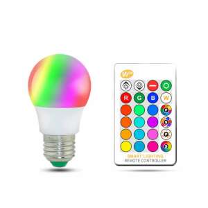 Żarówka LED RGB z pilotem, gwint E27, 10W, 200-800 lumenów - Kominek