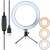 Selfie ring light with stand, 3 color temperatures, adjustable brightness, USB powered