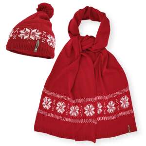 Dressa Winter norvég mintás téli kötött sapka sál szett - piros 44868953 Női sapkák