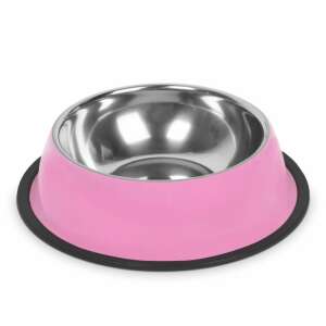 Pink stainless steel dog bowl with non-slip rubber ring, 22 cm - Pet Care