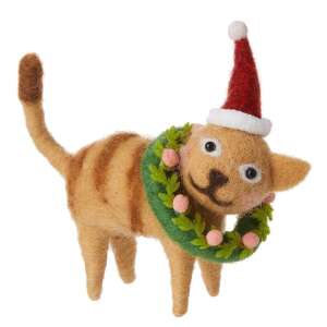 HANG ON filc karácsonyfadísz, Cica koszorúval 110958816 - Hang On