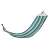 Blue and green striped hammock with wooden spreader bars