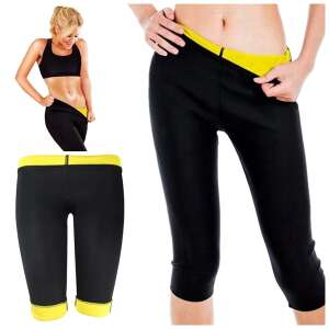 Collage of images showing a woman wearing the black neoprene slimming pants in different poses. - Body shaping