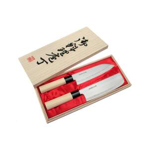 Satake Megumi Santoku és Nakiri Késkészlet 17cm-es fa díszdobozban - Satake