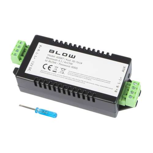 Blow 400BT Bluetooth 4.1 4x15W Audio Erősítő, Fekete - Blow