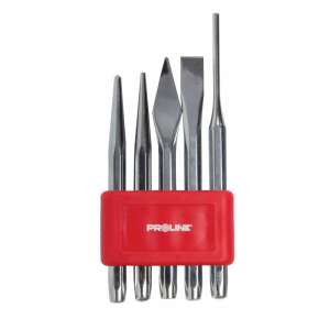 Proline 5 részes szúró-, véső- és lyukasztó készlet, tartalmaz középső lyukasztót, keresztvágót, lapos vésőt, lyukasztót - Proline