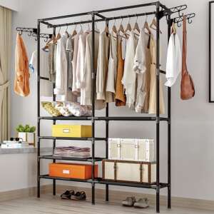 Ruhhy double clothing rack with shelves, clothes and accessories - Furniture hook