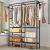 Ruhhy double clothing rack with shelves, clothes and accessories
