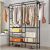 Ruhhy double clothing rack with shelves, clothes and accessories