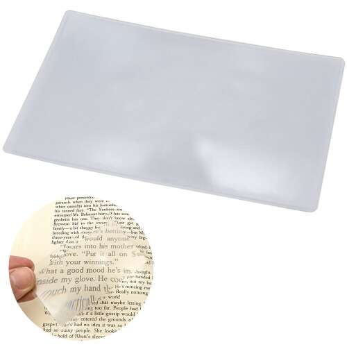 Fresnel lens magnifying sheet for reading, 18x12cm, clear plastic