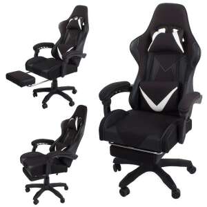 Gamer forgószék, irodai fotel, lábtámasszal, fekete