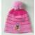 Căciulă tricotată de iarnă roz cu dungi și pompon Bing Bing pentru copii (3-6 ani)