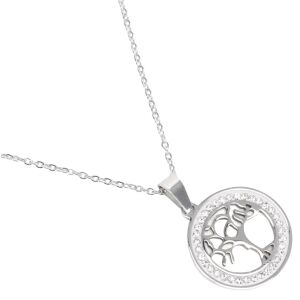 Női sterling ezüst, sebészeti acél fa nyaklánc cirkóniákkal