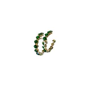 Fülbevaló Guadeloupe zöld szögletes - Fülbevaló kristályokkal