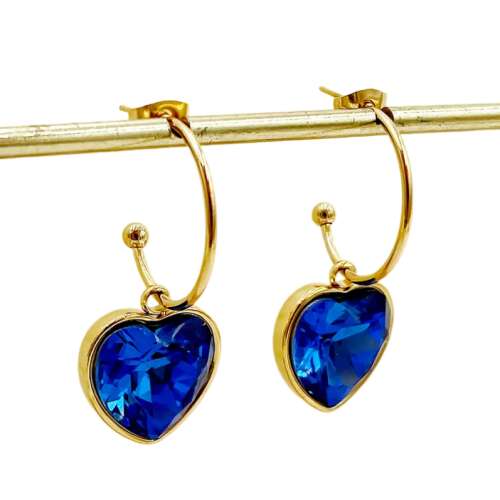 Fülbevaló Cintia sötétkék - Fülbevaló kristályokkal