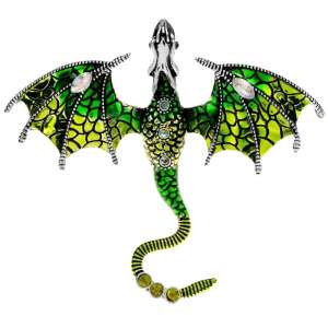 Elegantná brošňa so zeleným drakom a zirkónmi, zliatinový šperk, 7x6,1 cm 110983480 - Dámske doplnky