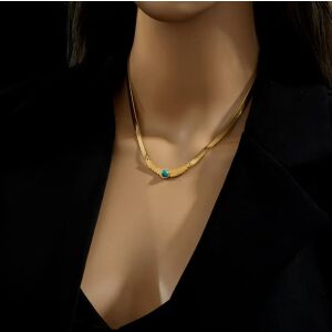 Zlatý chirurgický oceľový náhrdelník s krídlovým okom, pozlátený 18k zlatom nosený - Dámske doplnky