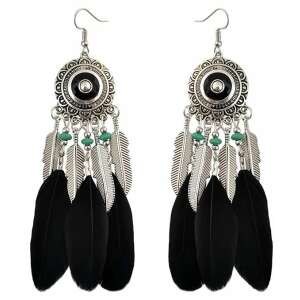 Dlhé boho náušnice s pierkami, kov, dĺžka 12,5 cm - šírka 2,5 cm 110984219 - Dámske doplnky