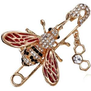 Brošňa v tvare včely so zirkónmi, zlatá šperková zliatina, 3,5x5,2 cm 110984982 - Dámske doplnky