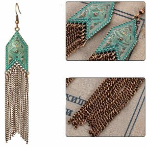 Dámske dlhé boho orientálne retro náušnice, staré zlato, kov, 10 cm 121062603 - Dámske doplnky