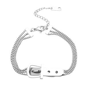 Elegáns ezüst karkötő 316L sebészeti acélból, kerülete 22,5 cm, szélessége 1,5 cm