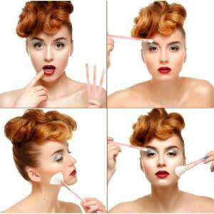 Professzionális készlet 12 sminkecset tokkal, szintetikus sörtékkel, hosszú élettartamú