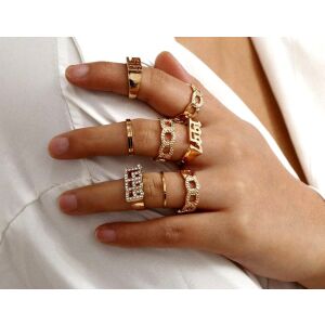 Sada 8 prsteňov v retro štýle, zlatá farba, šírka 16-18 mm 121066093 - Dámske doplnky