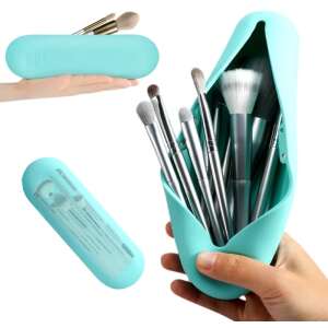 Professzionális szilikon utazókefe tok, menta színű, mágneses záródású, 21x6x4 cm