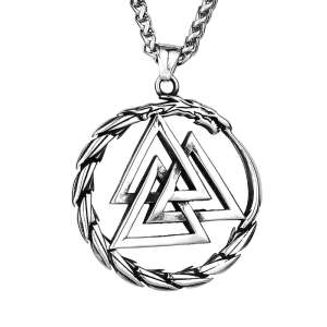 Férfi nyaklánc Viking Nordic Amulet, ezüst, sebészeti acél, 60 cm