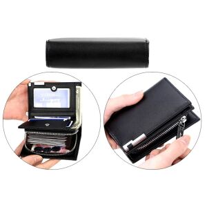 Elegáns férfi kártyatárca, fekete, ökológiai bőr, 12x9x3,5 cm