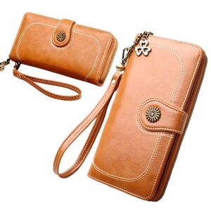 Öko bőrből készült nagy női pénztárca kulcstartóval, barna, 19,3x10x3,5 cm