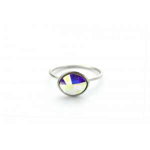 Swarovski kristály gyűrű, méret US6 EU11, rozsdamentes acél 18K fehérarany bevonattal