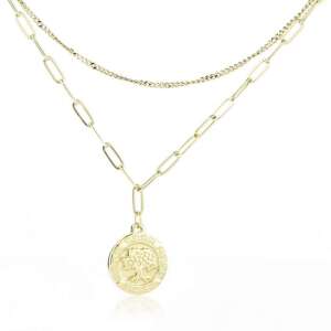 Elegáns sebészeti acél nyaklánc 18K arannyal, lánc hossza 39+5 cm
