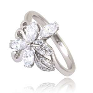 Fehér aranyozott sebészeti acél gyűrű, méret US7 EU14