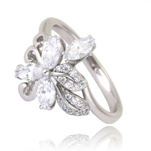 Fehér aranyozott sebészeti acél gyűrű virág mintával